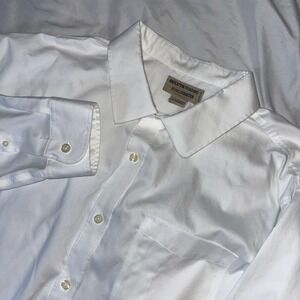 Duluth Trading Shirt Men's 2XL Tall White Button Down Relaxed Fit Supima Cotton